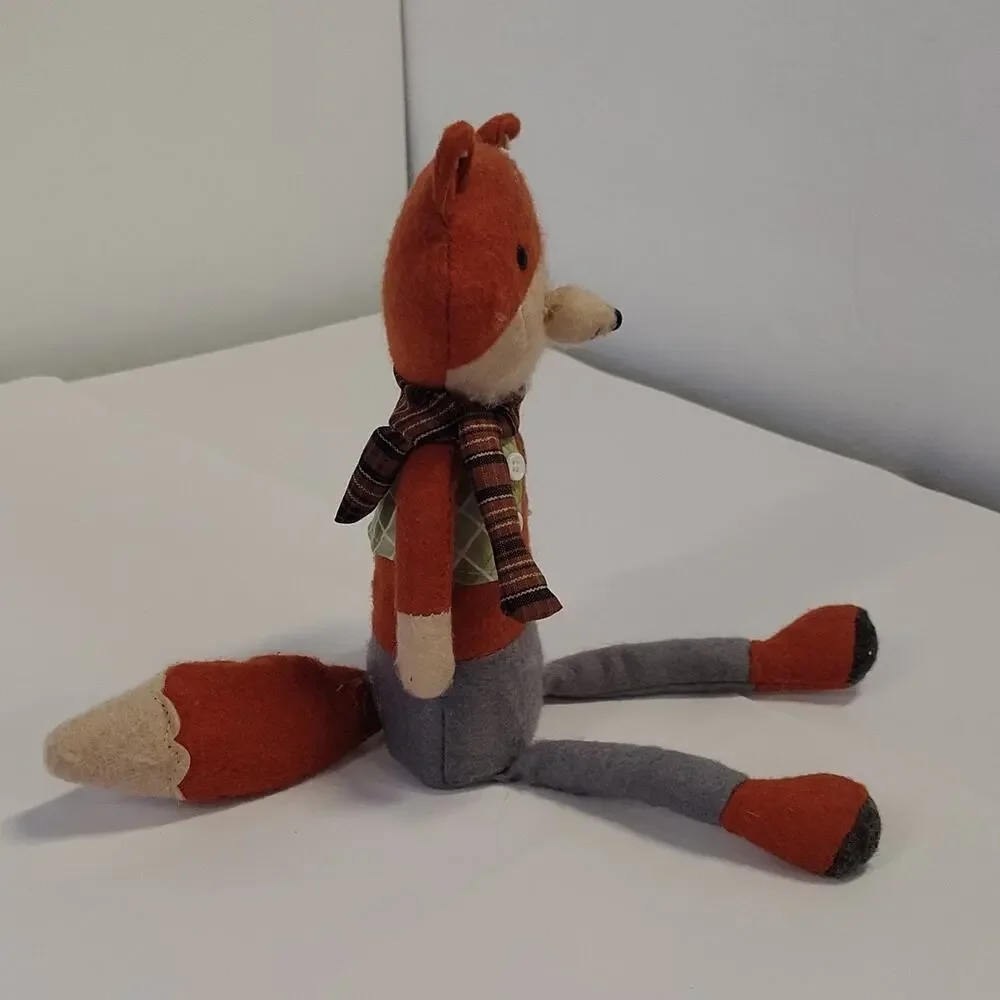 Target Orange Brown Fox Plush Felt Stuffed w/ Scarf Vest Fall Shelf Sitter